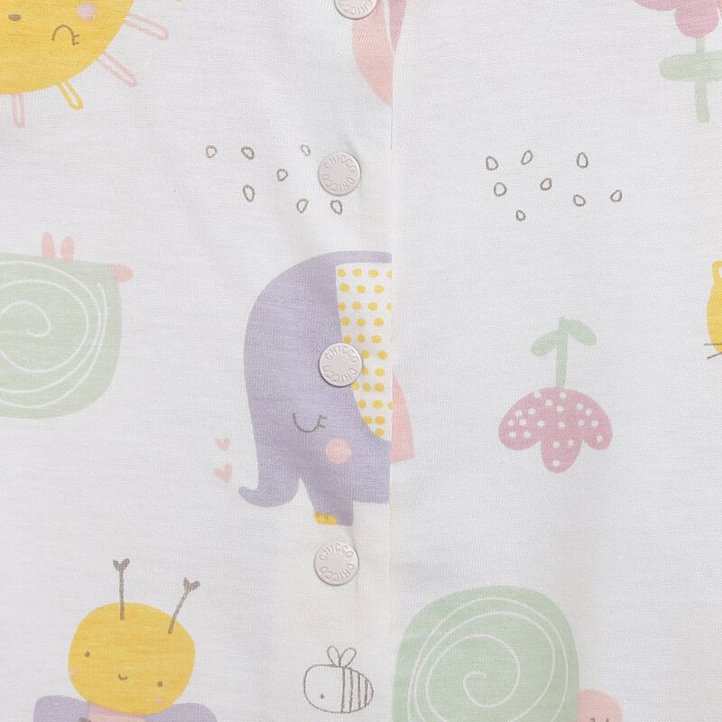 Infant Pink Printed Front Opening Babysuit image number 2